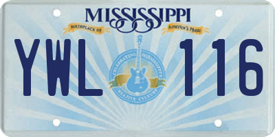 MS license plate YWL116