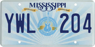 MS license plate YWL204