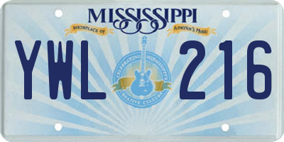 MS license plate YWL216