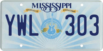 MS license plate YWL303