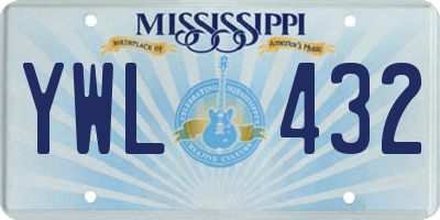 MS license plate YWL432