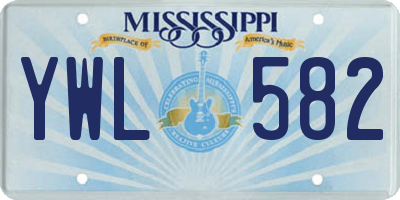 MS license plate YWL582