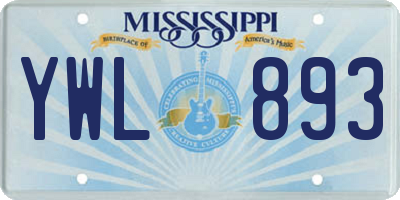MS license plate YWL893