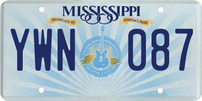MS license plate YWN087