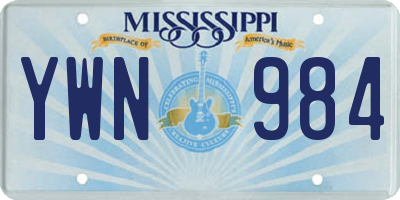 MS license plate YWN984