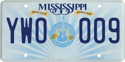 MS license plate YWO009