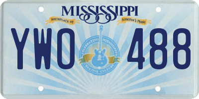 MS license plate YWO488