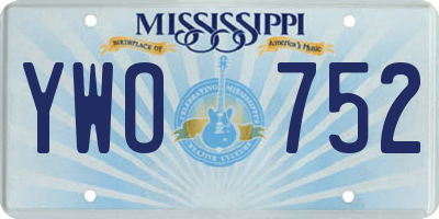 MS license plate YWO752