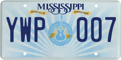 MS license plate YWP007