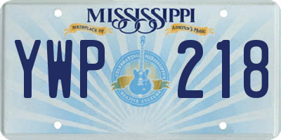 MS license plate YWP218