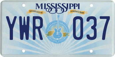 MS license plate YWR037