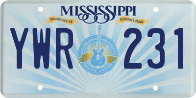 MS license plate YWR231