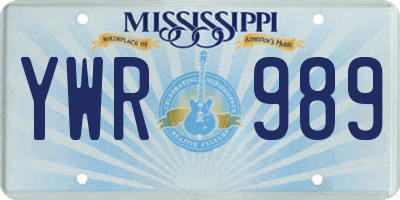 MS license plate YWR989