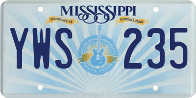MS license plate YWS235