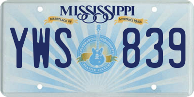 MS license plate YWS839