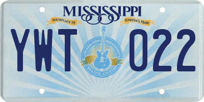 MS license plate YWT022