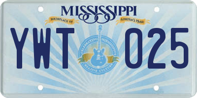 MS license plate YWT025