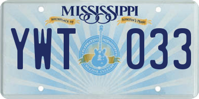 MS license plate YWT033