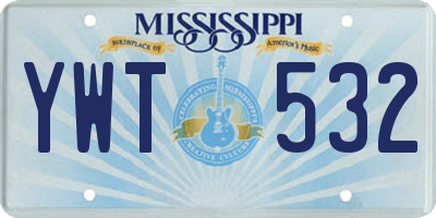 MS license plate YWT532