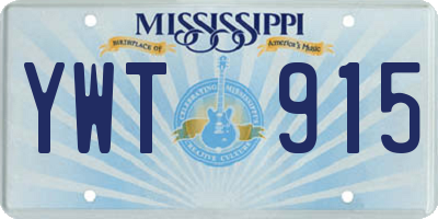 MS license plate YWT915