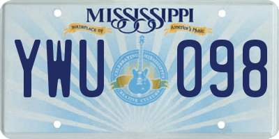 MS license plate YWU098
