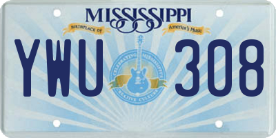 MS license plate YWU308