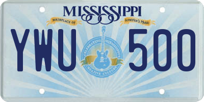 MS license plate YWU500