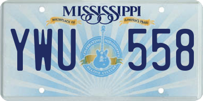 MS license plate YWU558