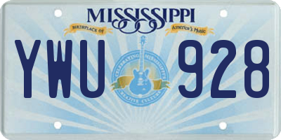 MS license plate YWU928
