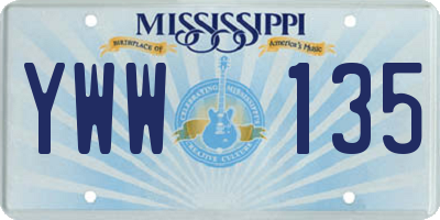 MS license plate YWW135