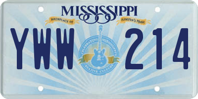 MS license plate YWW214