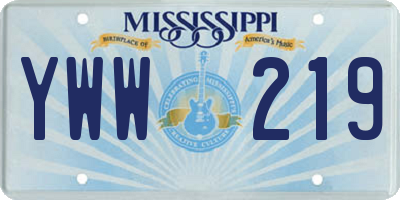 MS license plate YWW219