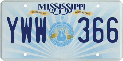 MS license plate YWW366