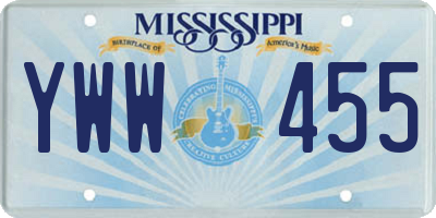 MS license plate YWW455