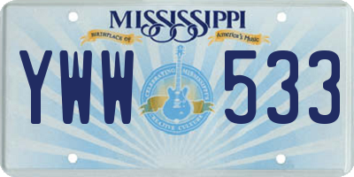 MS license plate YWW533