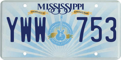 MS license plate YWW753