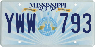 MS license plate YWW793