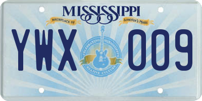 MS license plate YWX009