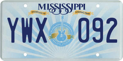 MS license plate YWX092