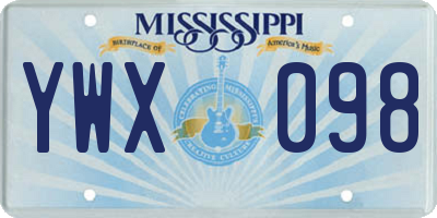 MS license plate YWX098