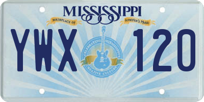 MS license plate YWX120