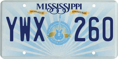 MS license plate YWX260