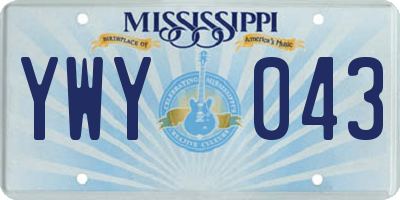 MS license plate YWY043