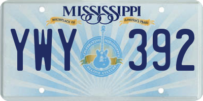 MS license plate YWY392