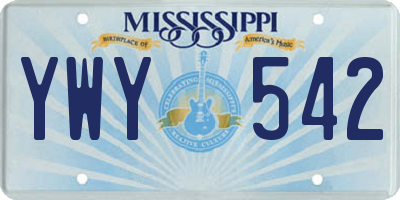 MS license plate YWY542