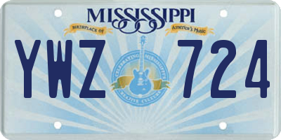 MS license plate YWZ724