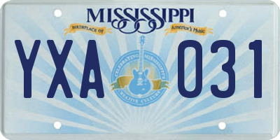 MS license plate YXA031