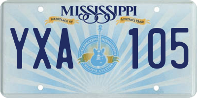 MS license plate YXA105