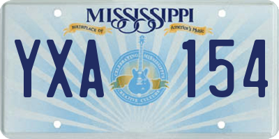 MS license plate YXA154