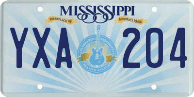 MS license plate YXA204